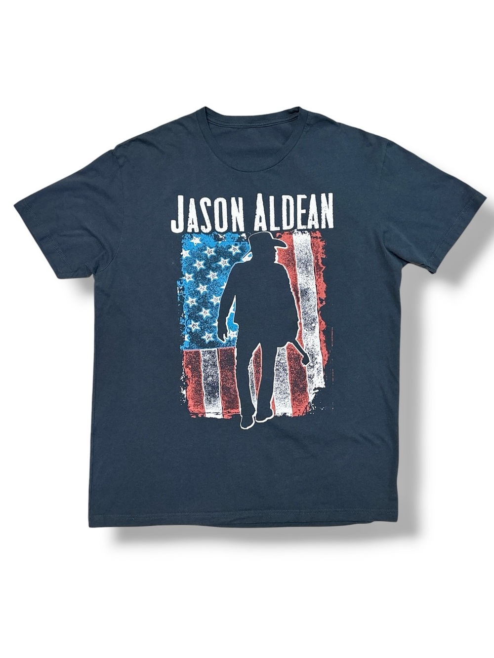 JASON ALDEAN Blue Crew Neck Concert Shirt Short Sleeve Try That In A Small Town